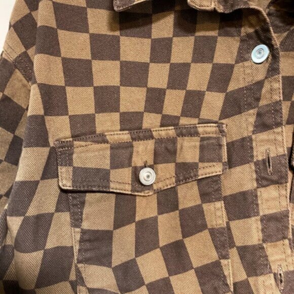 DIVIDED H&M Brown Checkerboard Women's High Waisted Jeans Size 10 - Picture 3 of 16